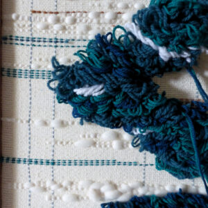 Tableau double tissé main. Bleu.