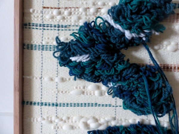 Tableau double tissé main. Bleu.